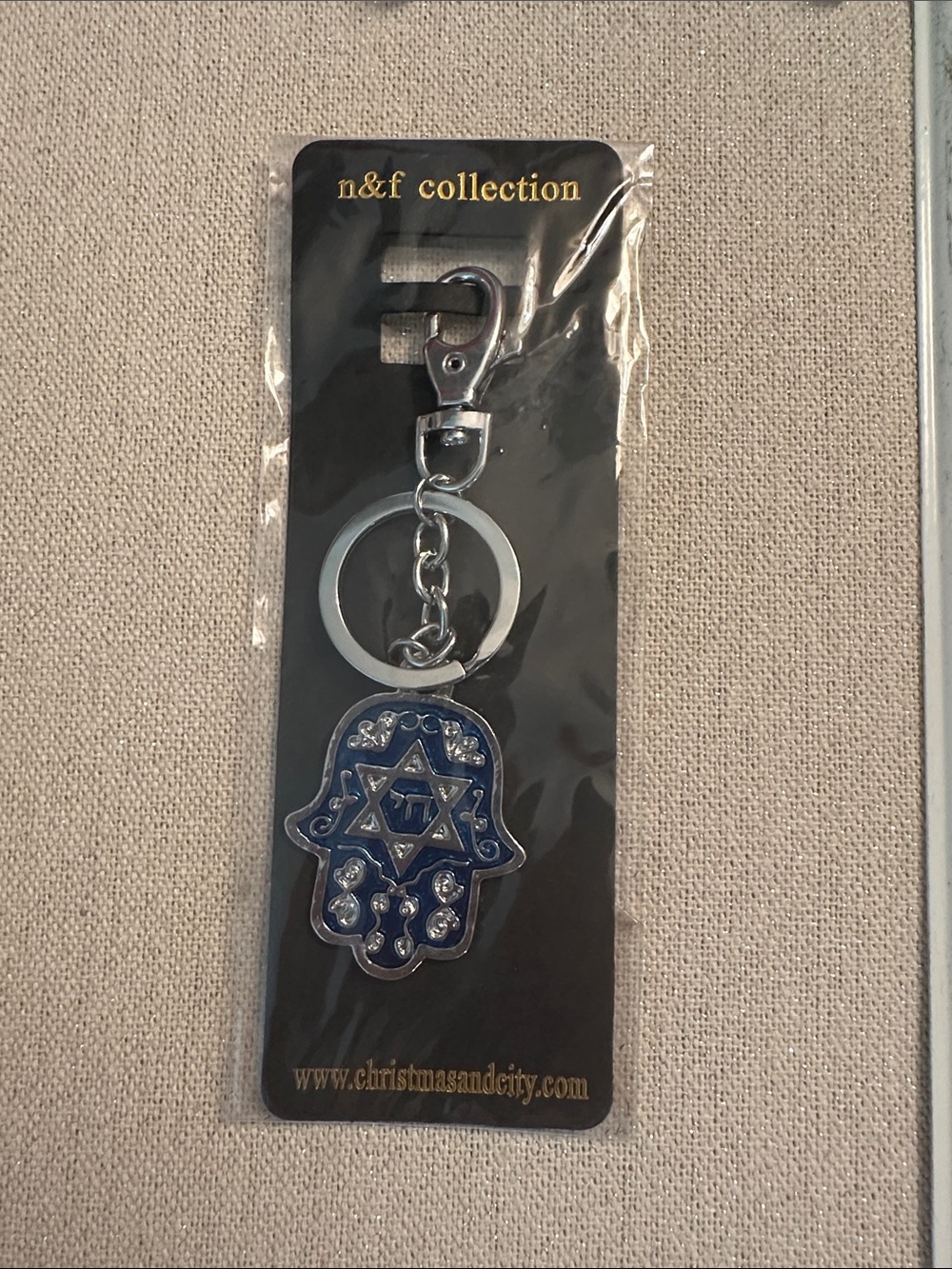 n&f collection Blue Hamsa Star Keychain